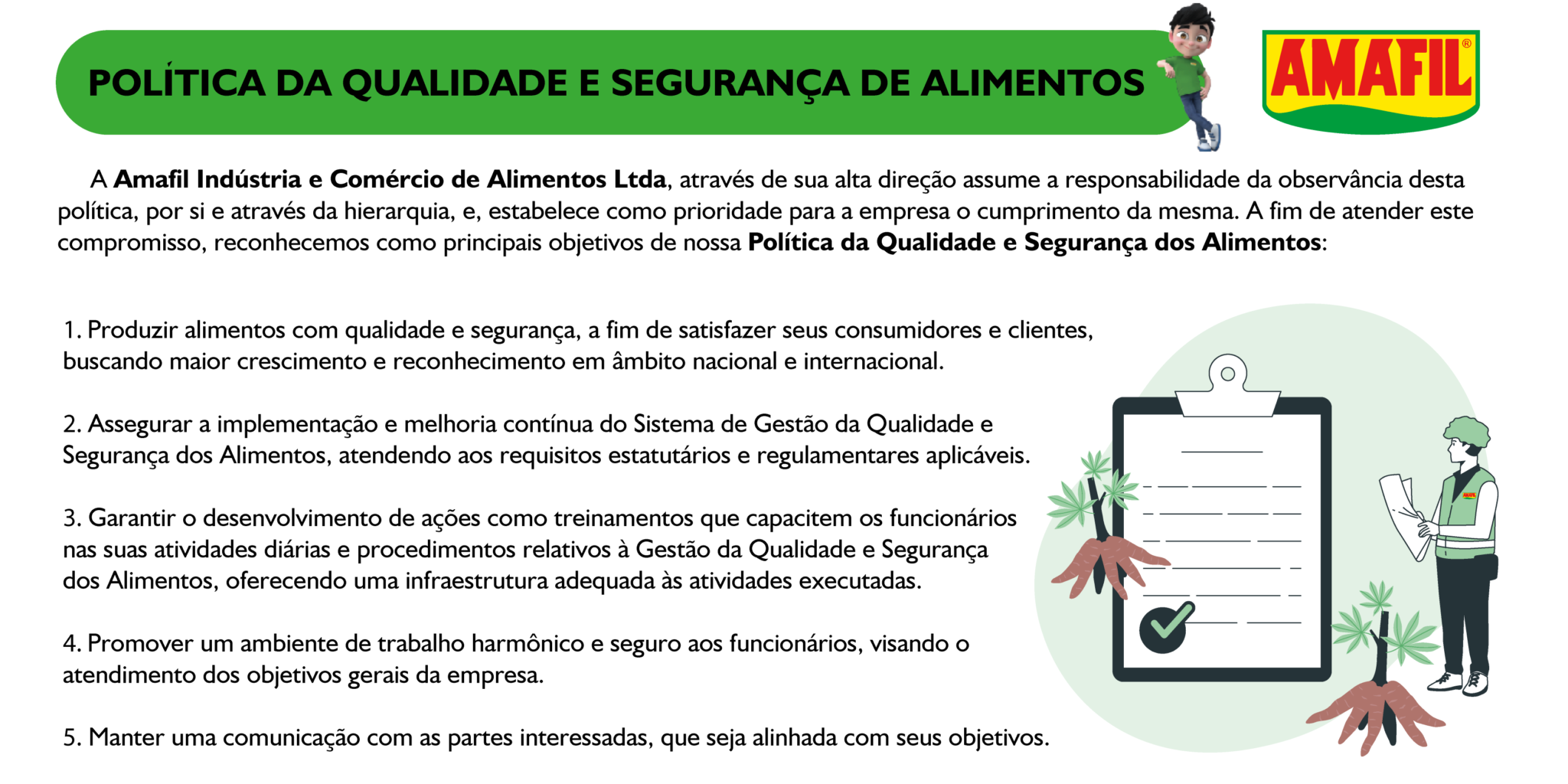 Política da Qualidade e Segurança de Alimentos Amafil